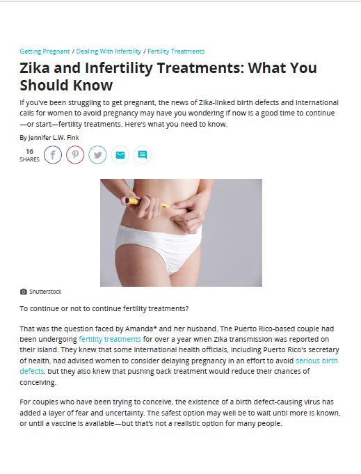 TFC Talks Zika with Parents Magazine - Austin fertility center - Zika